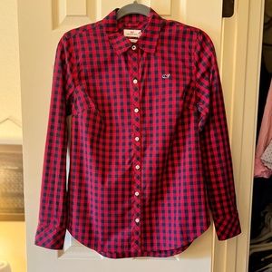 Vineyard Vines Red & Navy Gingham Button Down | 2